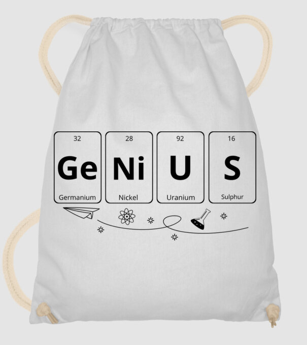 Genius periodic model alb pe tricou
