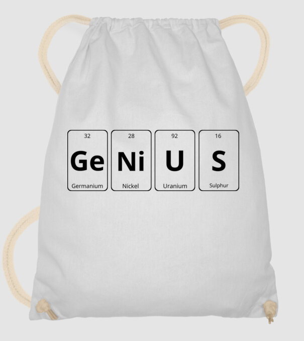Genius periodic model alb pe tricou