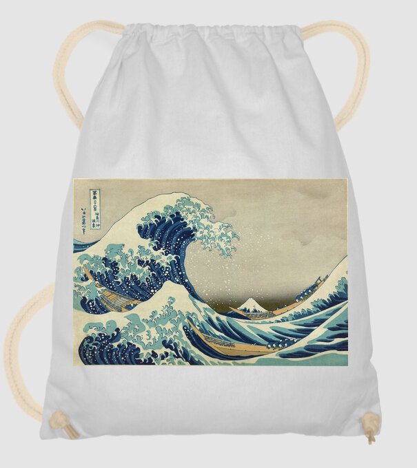 Great Wave of Kanagawa mască model alb pe tricou