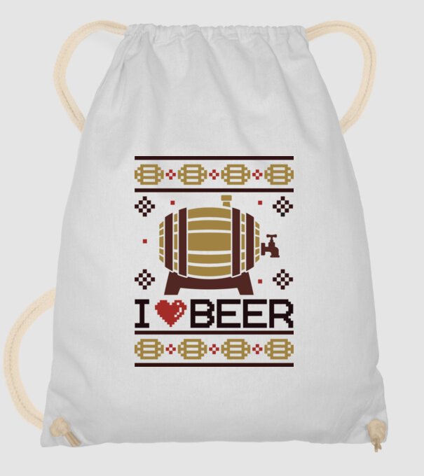 I love beer ugly sweater model alb pe tricou