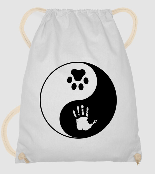 Yin-Yang Dog model alb pe tricou