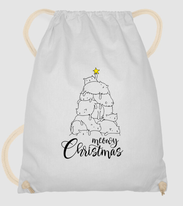 Meowy Christmas model alb pe tricou