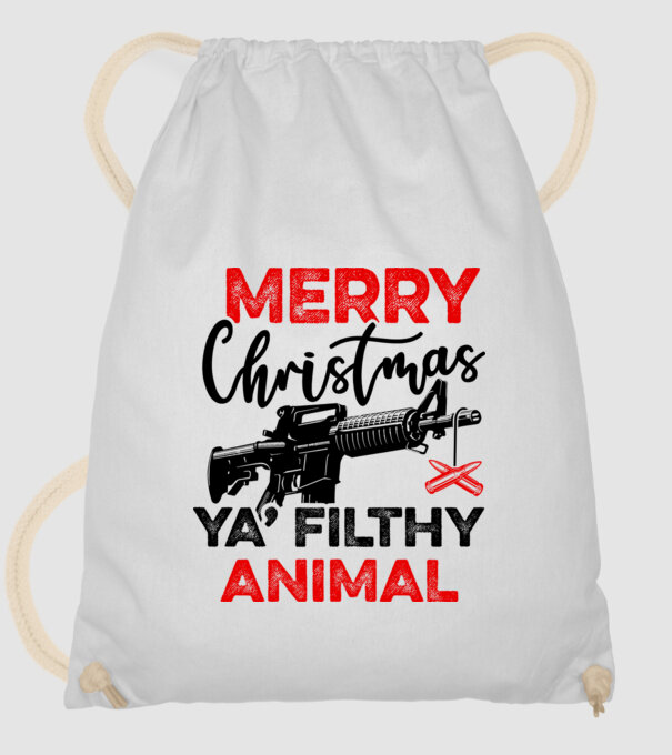 Merry Christmas Ya Filthy Animal model alb pe tricou