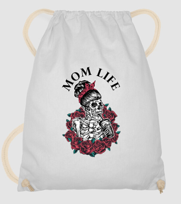 MOMLIFE model alb pe tricou