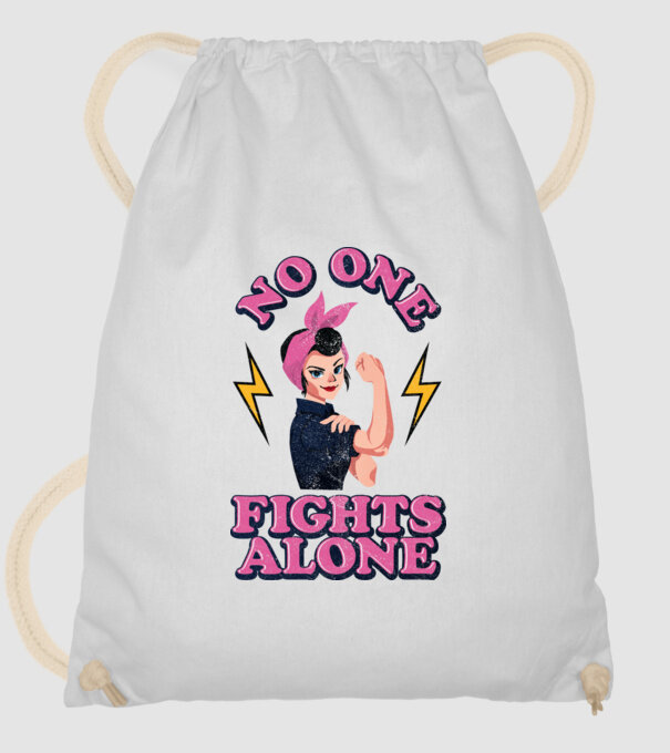 No one fights alone pinup texture model alb pe tricou