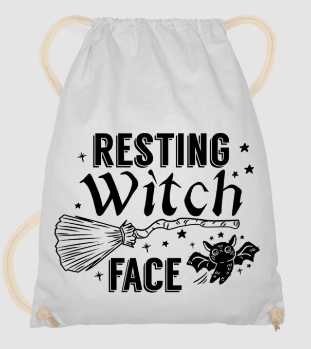 Resting Witch face model alb pe tricou