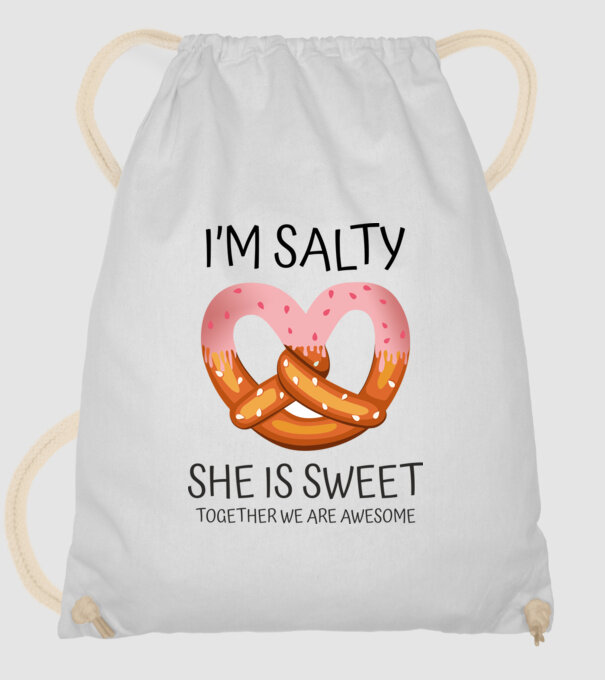 'I''m Salty She is sweet' model alb pe tricou