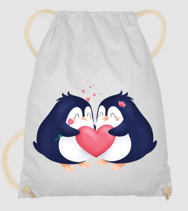 PINGUIN ÎNDRĂGOSTIT model alb pe tricou