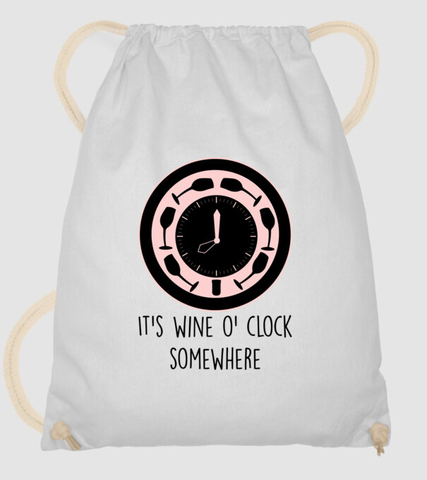 Wine o clock model alb pe tricou