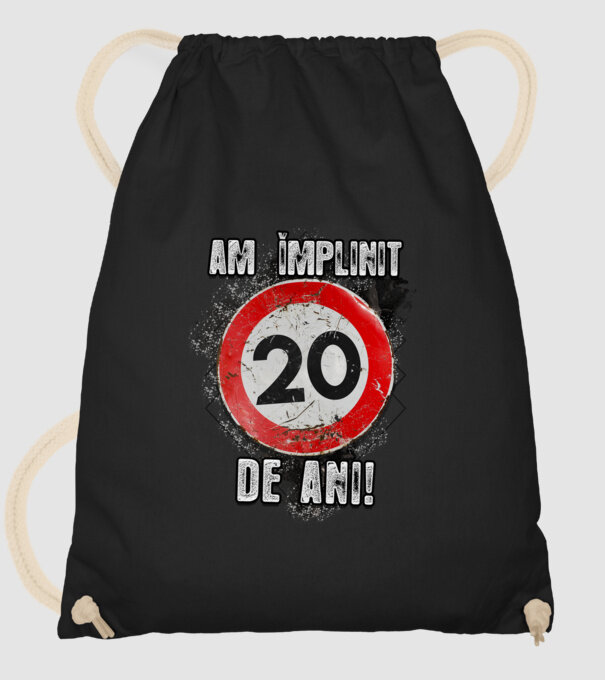 Am împlinit 20 de ani! model negru pe tricou