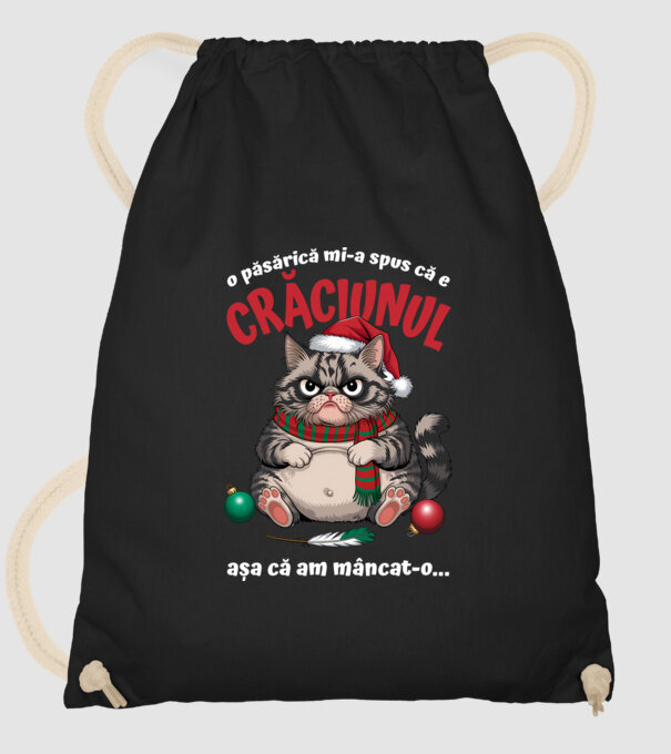 Am mâncat pasărea Crăciun pisică Negru model negru pe tricou