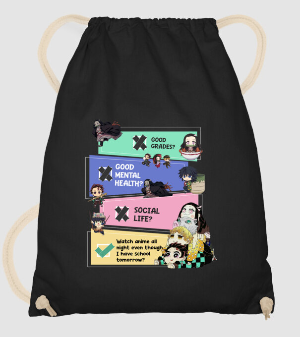 Anime check Demon Slayer model negru pe tricou
