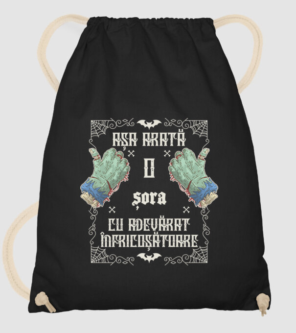 Așa arată o SORĂ cu adevărat înfricoșătoare model negru pe tricou