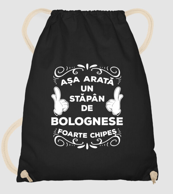 Așa arată un stăpân de Bolognese foarte chipeș model negru pe tricou