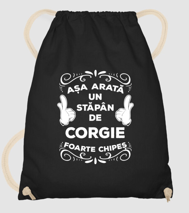 Așa arată un stăpân de Corgie foarte chipeș model negru pe tricou