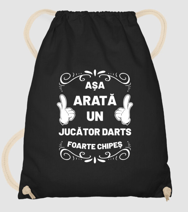 Așa arată un JUCĂTOR DARTS foarte chipeș model negru pe tricou
