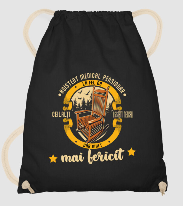 ASISTENT MEDICAL pensionar - la fel ca ceilalți asistenți medicali, dar mult mai fericit model negru pe tricou