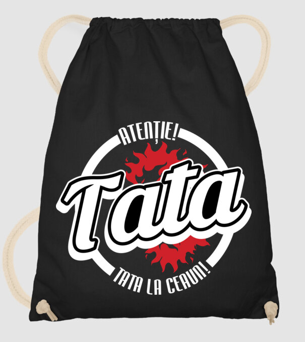 Atenție! Tata la ceaun! model negru pe tricou