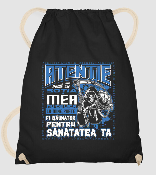 Atenție Am venit cu soția mea model negru pe tricou