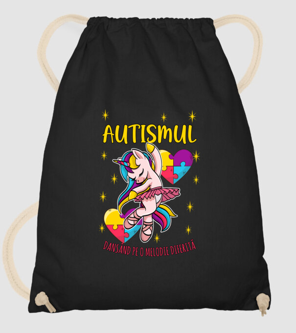 Autismul, dansând pe o melodie diferită model negru pe tricou