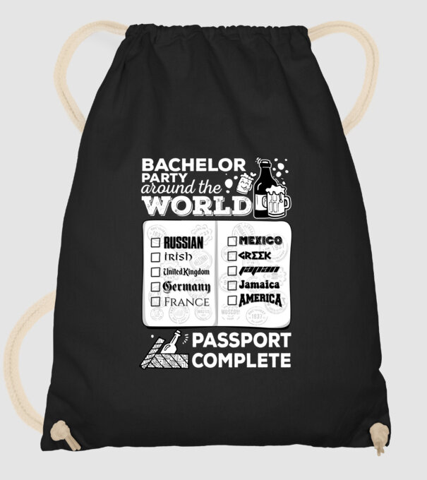 Bachelor Party World tour model negru pe tricou