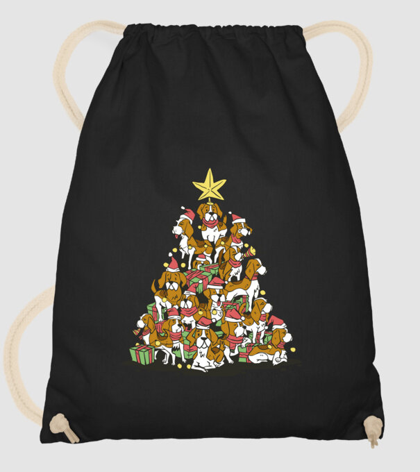 beagle christmas tree model negru pe tricou