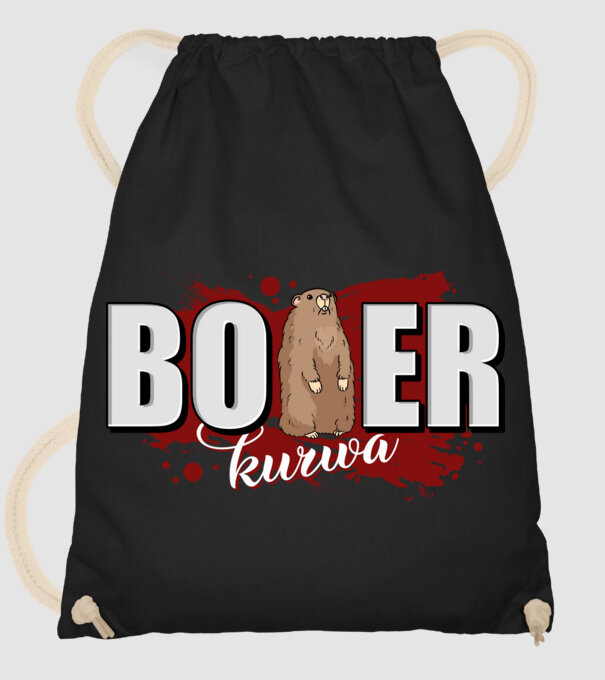 Bober Kurwa model negru pe tricou