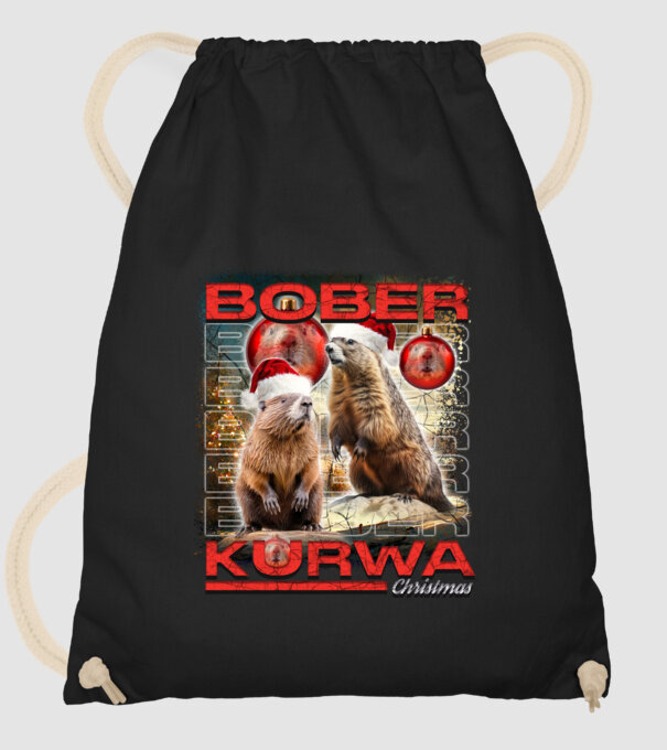 Bober kurwa christmas universe model negru pe tricou