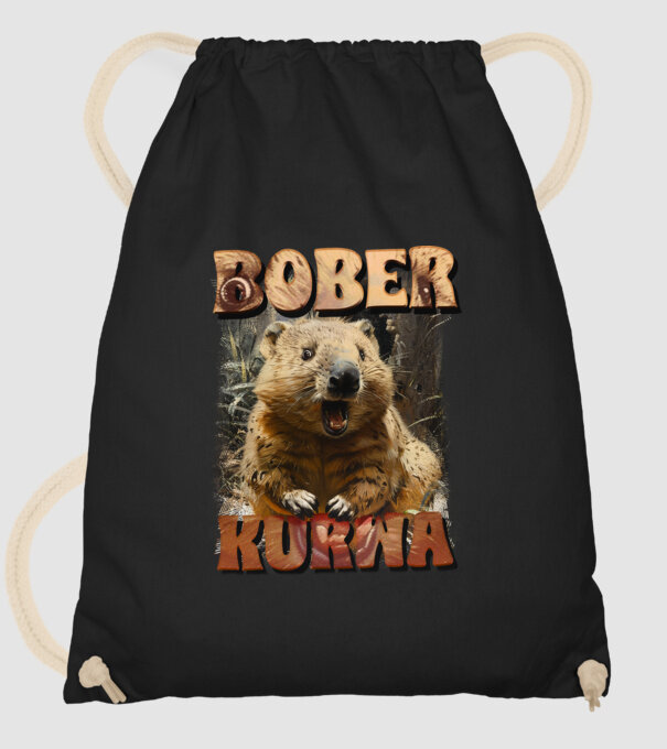 BOBER wombat model negru pe tricou