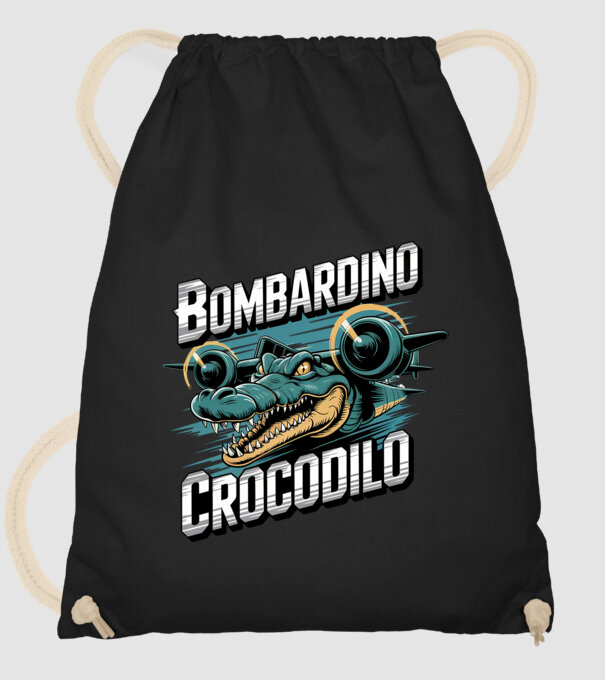 Bombardino Crocodilo 2 model negru pe tricou