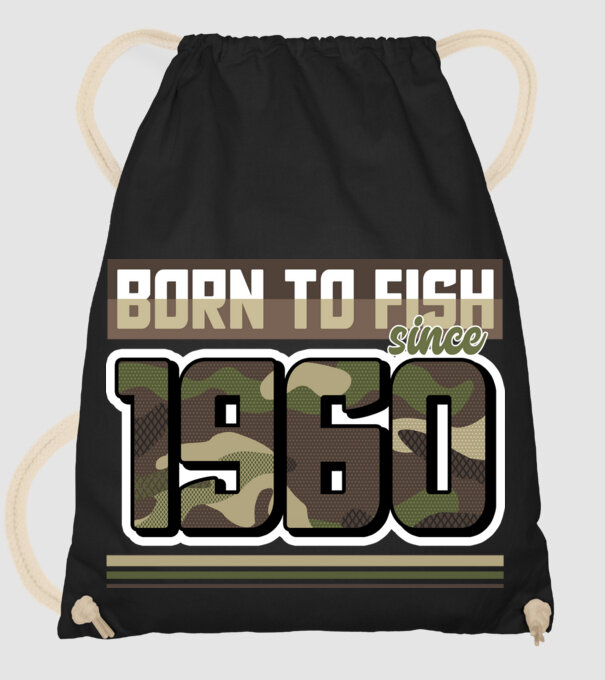 Born to fish since 1960 model negru pe tricou