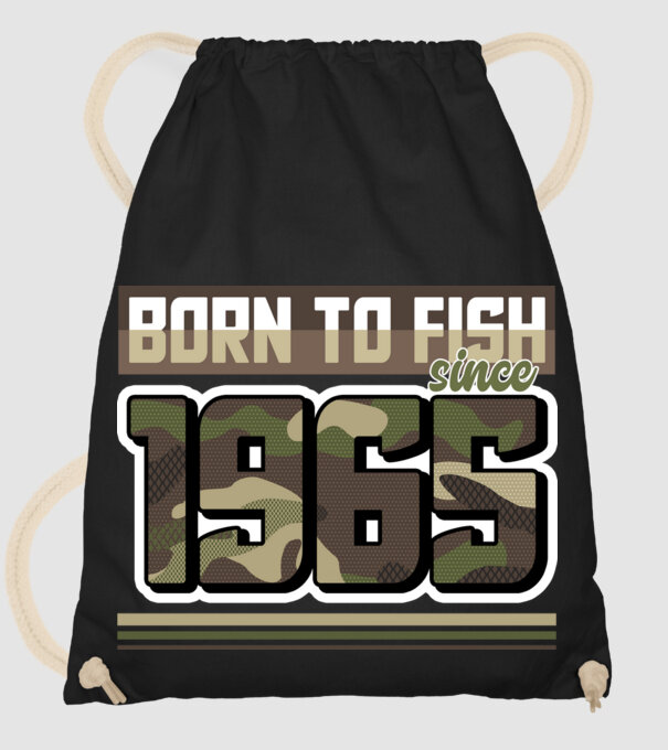 Born to fish since 1965 model negru pe tricou