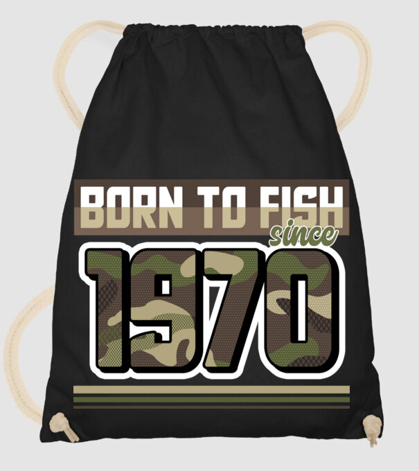 Born to fish since 1970 model negru pe tricou