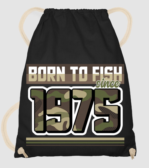 Born to fish since 1975 model negru pe tricou