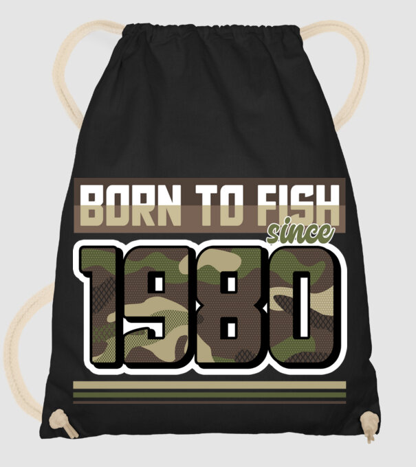 Born to fish since 1980 model negru pe tricou