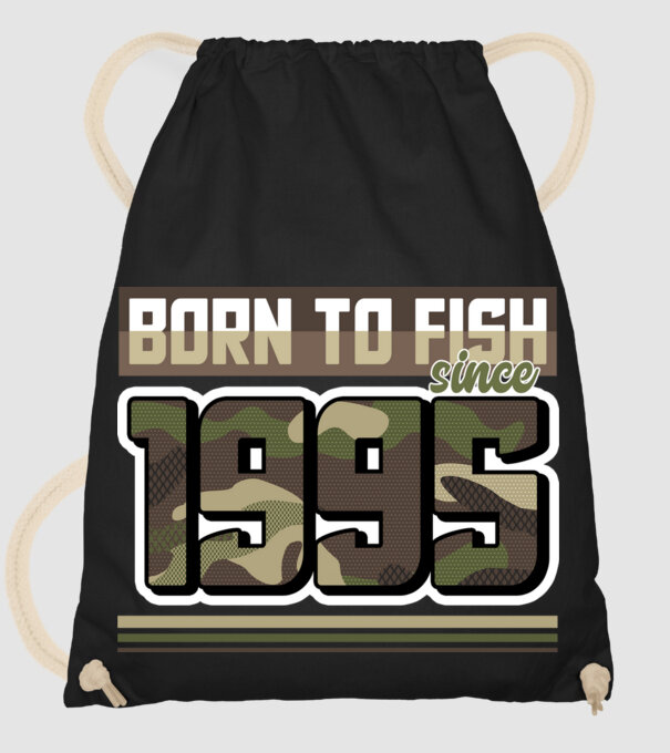 Born to fish since 1995 model negru pe tricou