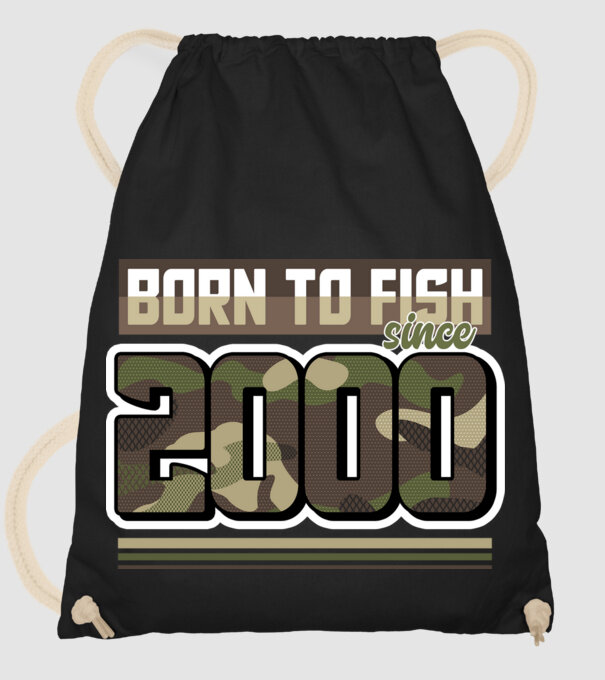 Born to fish since 2000 model negru pe tricou