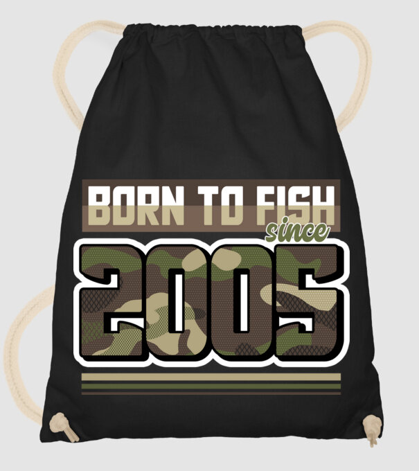 Born to fish since 2005 model negru pe tricou