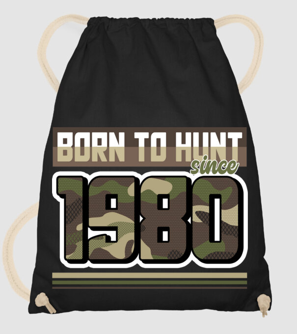 Born to hunt since 1980 model negru pe tricou