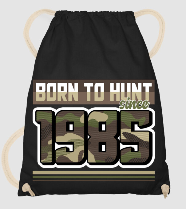 Born to hunt since 1985 model negru pe tricou