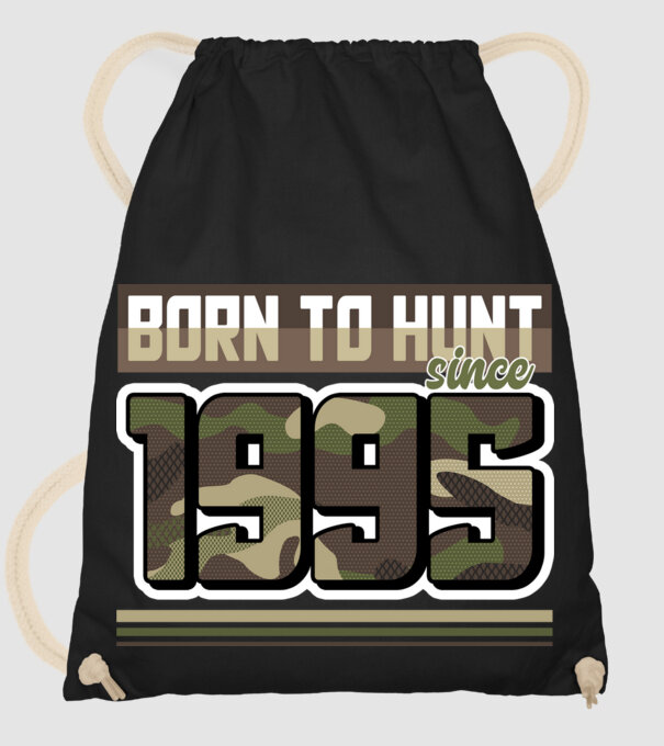 Born to hunt since 1995 model negru pe tricou
