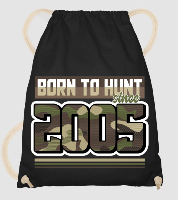 Born to hunt since 2005 model negru pe tricou