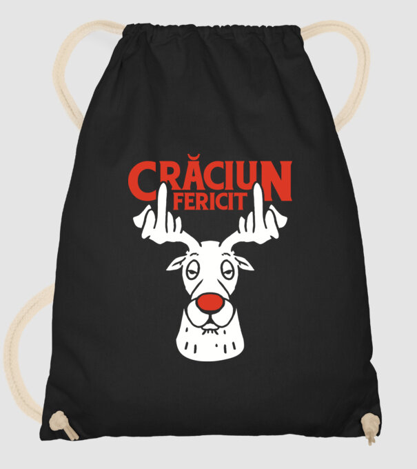 Căprioară de Crăciun antisocială model negru pe tricou