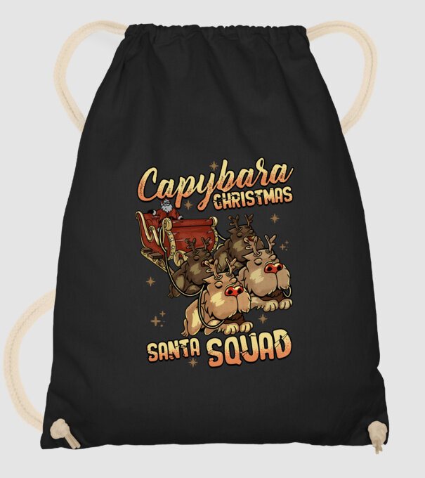 Capybara christmas santa squad model negru pe tricou