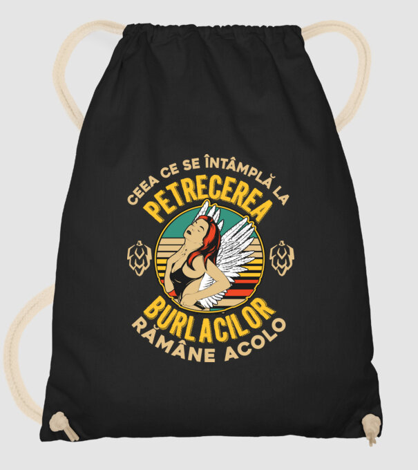 Ceea ce se întâmplă la petrecerea burlacilor rămâne la petrecerea burlacilor model negru pe tricou
