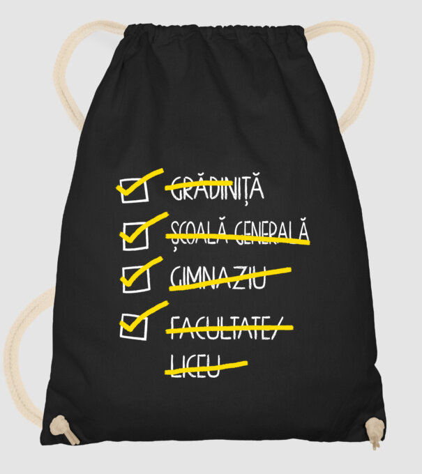 Cheklist educație - Facultate negru model negru pe tricou