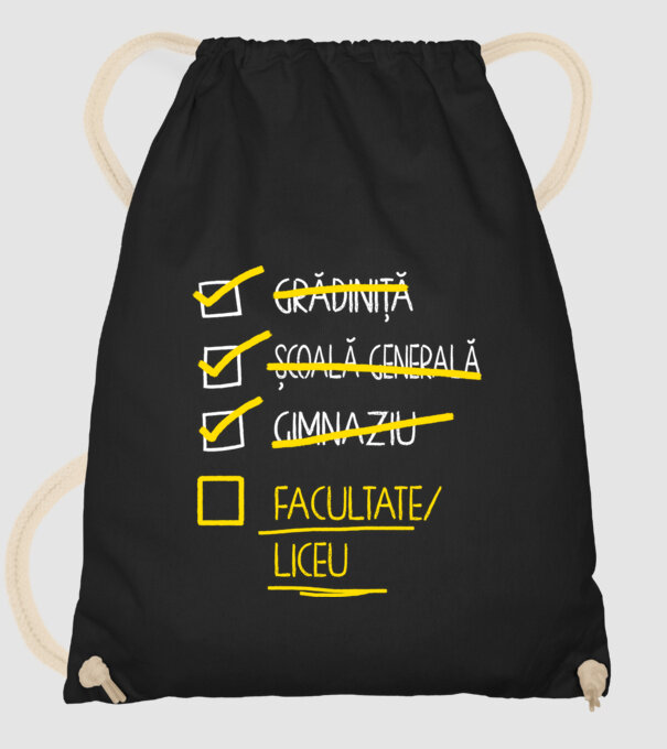 Cheklist educație - Gimnaziu negru model negru pe tricou