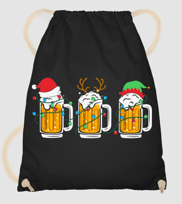 Christmas beer mugs model negru pe tricou