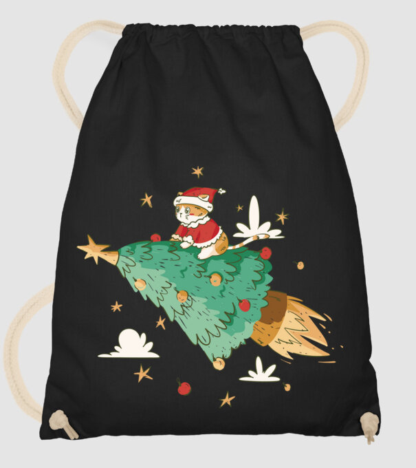 Christmas cat model negru pe tricou