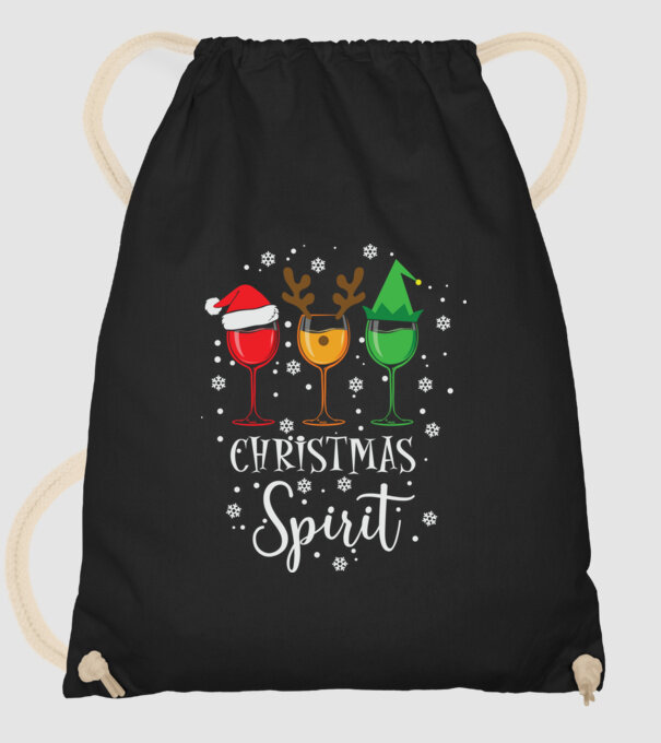 Christmas spirit wine model negru pe tricou